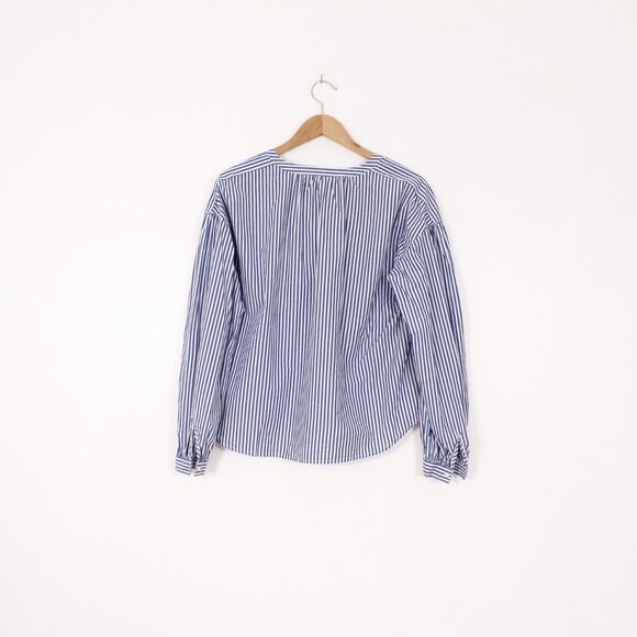 *Gap Striped Cotton Long Sleeve Stripe Ruffle V-neck Blouse - Picture 7 of 8